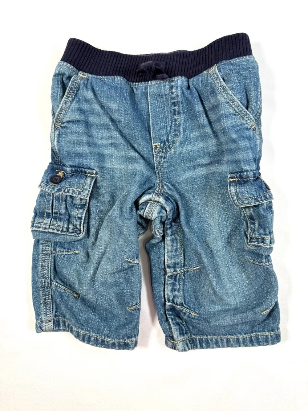 VINTAGE BABYGAP Y2K Carpenter Utility Denim‎ Shorts Baby 6-12 Months 2009 Cargo
